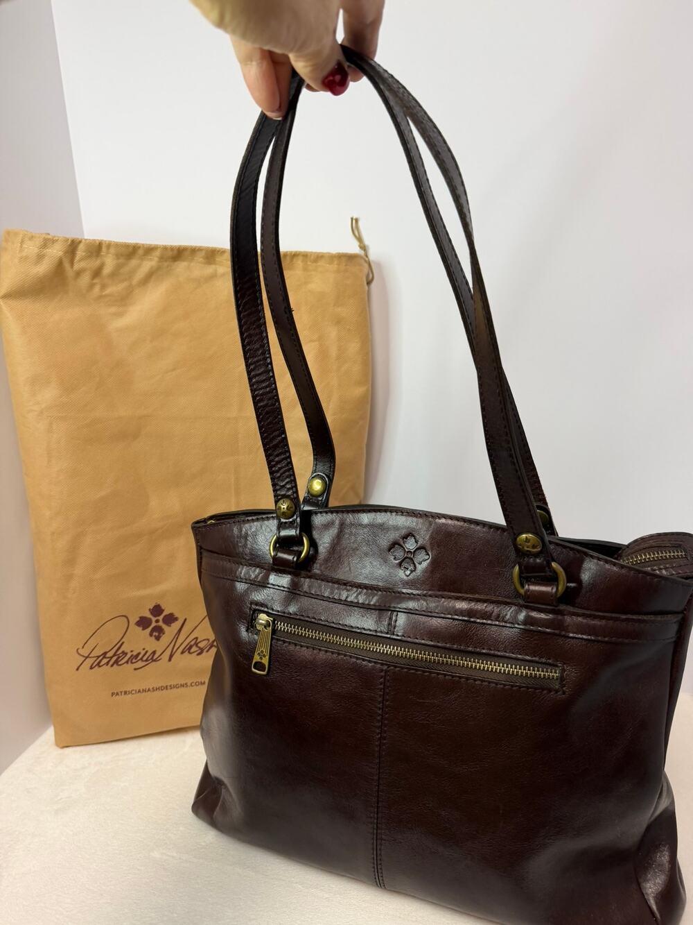 Patricia Nash Poppy Tote - Dark Brown Leather (Heritage Collection)